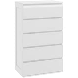 easycomfort easycomfort cassettiera 5 cassetti in legno con maniglie scanalate 60x38x100cm bianco