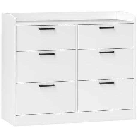 easycomfort easycomfort cassettiera 6 cassetti in legno con bordi rialzati e maniglie a u 110x40x88 cm bianco