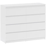 easycomfort easycomfort cassettiera 8 cassetti per camera da letto in legno con maniglie scanalate 120x39x100 cm bianco