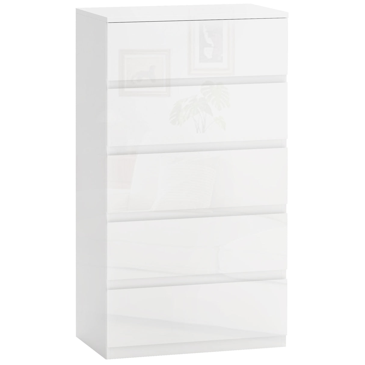 easycomfort easycomfort cassettiera moderna 5 cassetti antiribaltamento in legno 55x33x100 cm bianco lucido