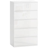 easycomfort easycomfort cassettiera moderna 5 cassetti antiribaltamento in legno 55x33x100 cm bianco lucido
