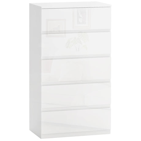 easycomfort easycomfort cassettiera moderna 5 cassetti antiribaltamento in legno 55x33x100 cm bianco lucido