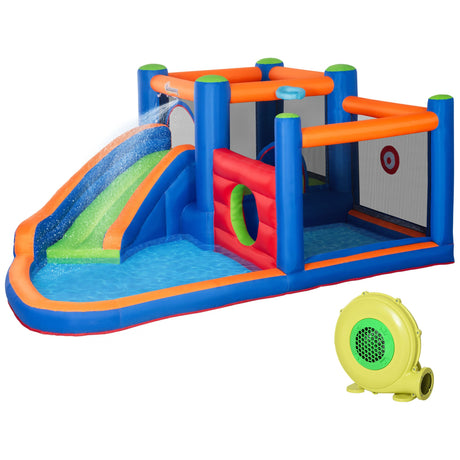 easycomfort easycomfort castello gonfiabile per bambini 3 8 anni con scivolo trampolino e piscina 380x340x170cm