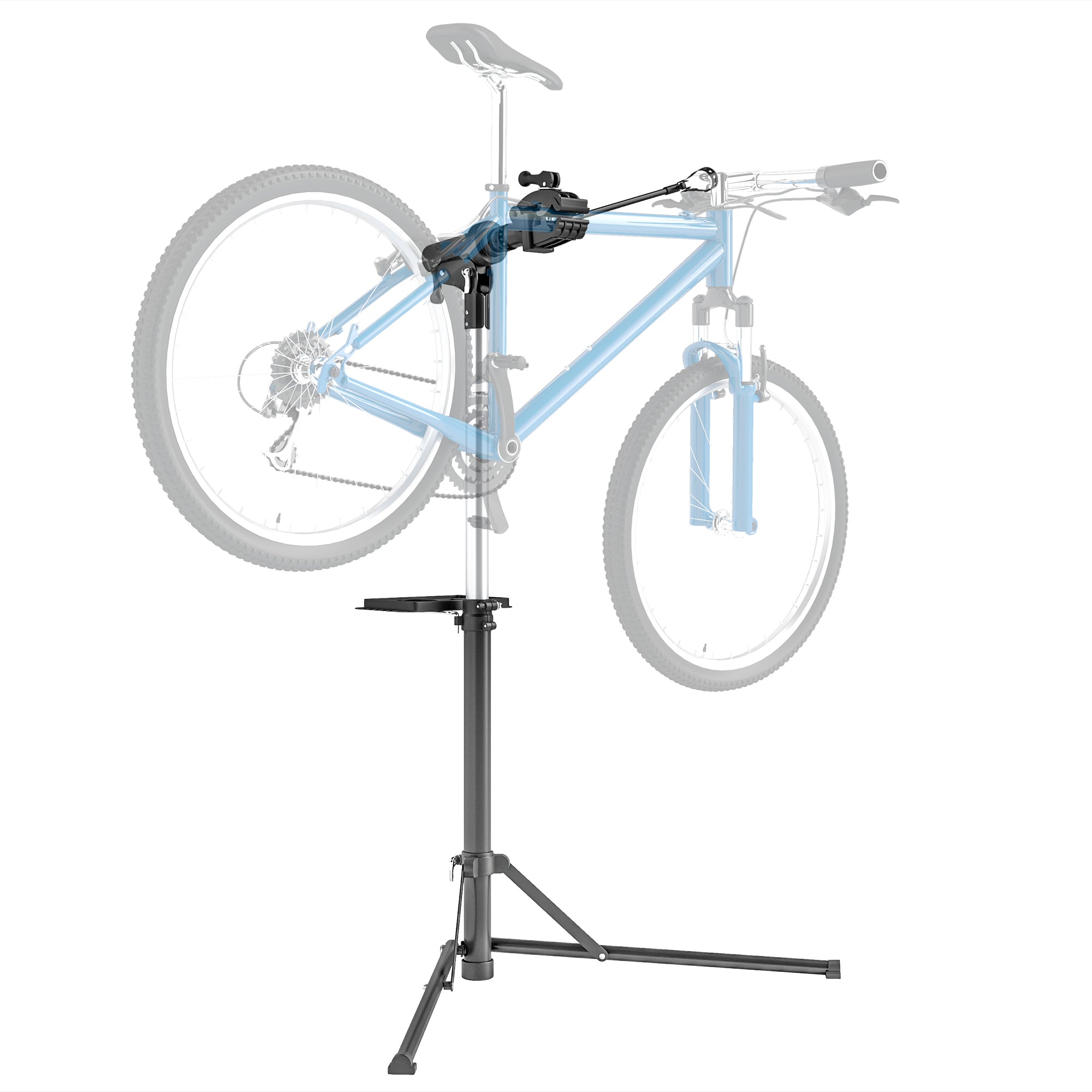 CXWXC Supporto Riparazione Bici – Fino A 30 Kg – Altezza Regolabile 116-198 Cm – Morsetto Rotante 360° – Con Vassoio Porta Attrezzi Magnetico - 5