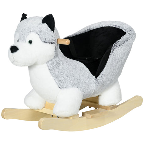 easycomfort easycomfort cavallo a dondolo a forma di cane husky per bambini da 18 36 mesi 60x33x50cm grigio