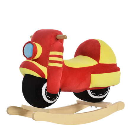 easycomfort easycomfort cavallo a dondolo per bambini 18 36 mesi a forma di moto cavallo per bambini cavalcabile in legno e peluche suoni realistici max 40kg rosso e giallo