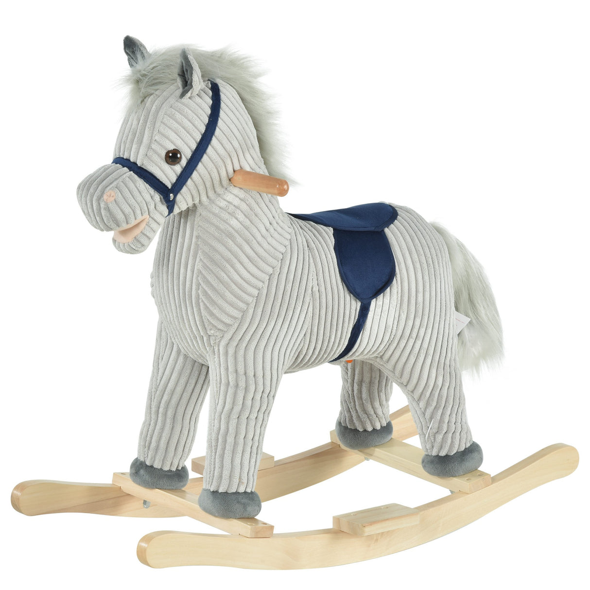 easycomfort easycomfort cavallo a dondolo per bambini 3 6 anni con suoni in peluche 73x35x64cm grigio