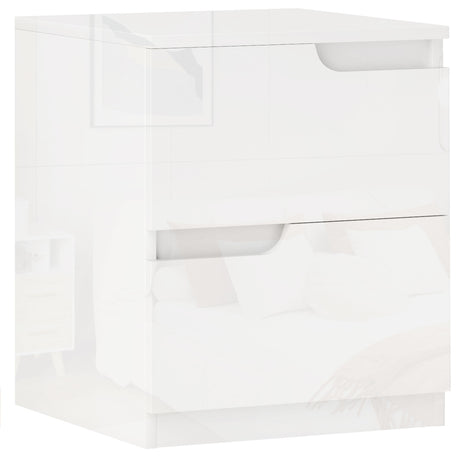 easycomfort easycomfort comodino moderno in legno con 2 cassetti e design lucido 40x40x48 cm bianco