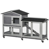 easycomfort easycomfort conigliera a 2 livelli con rete protettiva e rotelle in legno e metallo 157 4x53x99 5 cm grigio