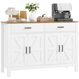easycomfort easycomfort credenza da cucina con 2 cassetti e 2 armadietti stile rustico con mensole regolabili bianco