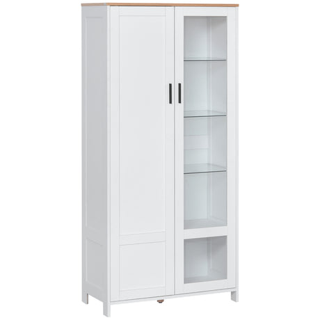 easycomfort easycomfort credenza moderna a 2 ante con mensole regolabili in legno e vetro 76x36x160cm bianco