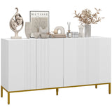 easycomfort easycomfort credenza moderna a 4 ante con chiusura ammortizzata e mensole regolabili 140x40x75cm bianco e oro