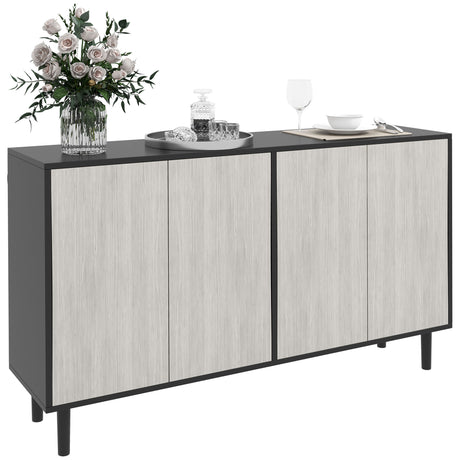 easycomfort easycomfort credenza moderna con 2 armadietti e 4 ante con apertura a pressione 121x37x75cm nero