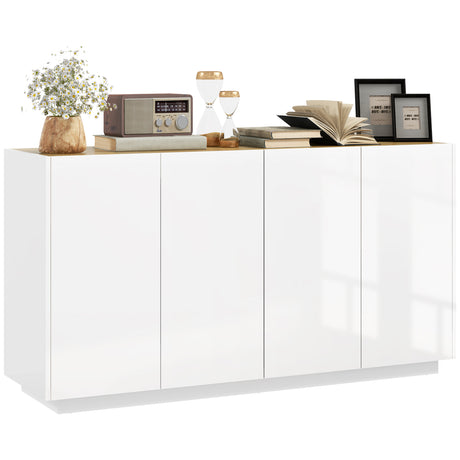 easycomfort easycomfort credenza moderna con armadietti a 2 ante chiusura ammortizzata e ripiani regolabili 140x40x75cm bianco lucido
