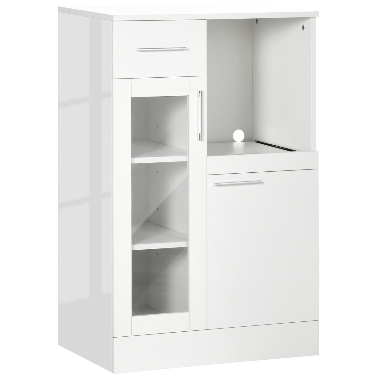 easycomfort easycomfort credenza moderna con armadietti e cassetto in legno e vetro 60x40x95cm bianco