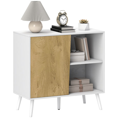 easycomfort easycomfort credenza moderna con armadietto e vano portaoggetti in legno 80x39x76 cm bianco
