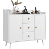 easycomfort easycomfort credenza moderna in legno con 3 cassetti e 2 armadietti a 2 livelli 90x32x80 cm bianco
