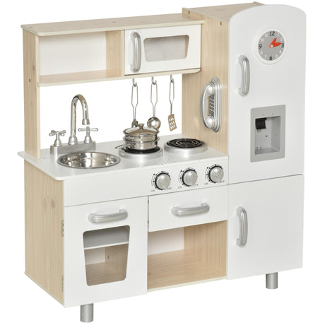 easycomfort easycomfort cucina giocattolo in legno per bambini con lavandino e fornelli pentole e utensili in acciaio 74x30x81cm bianco