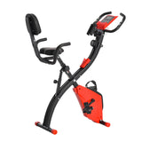 easycomfort easycomfort cyclette pieghevole 2 in 1 resistenza magnetica regolabile 8 livelli bici da fitness con sensore di frequenza cardiaca elastici per braccia schermo lcd rosso