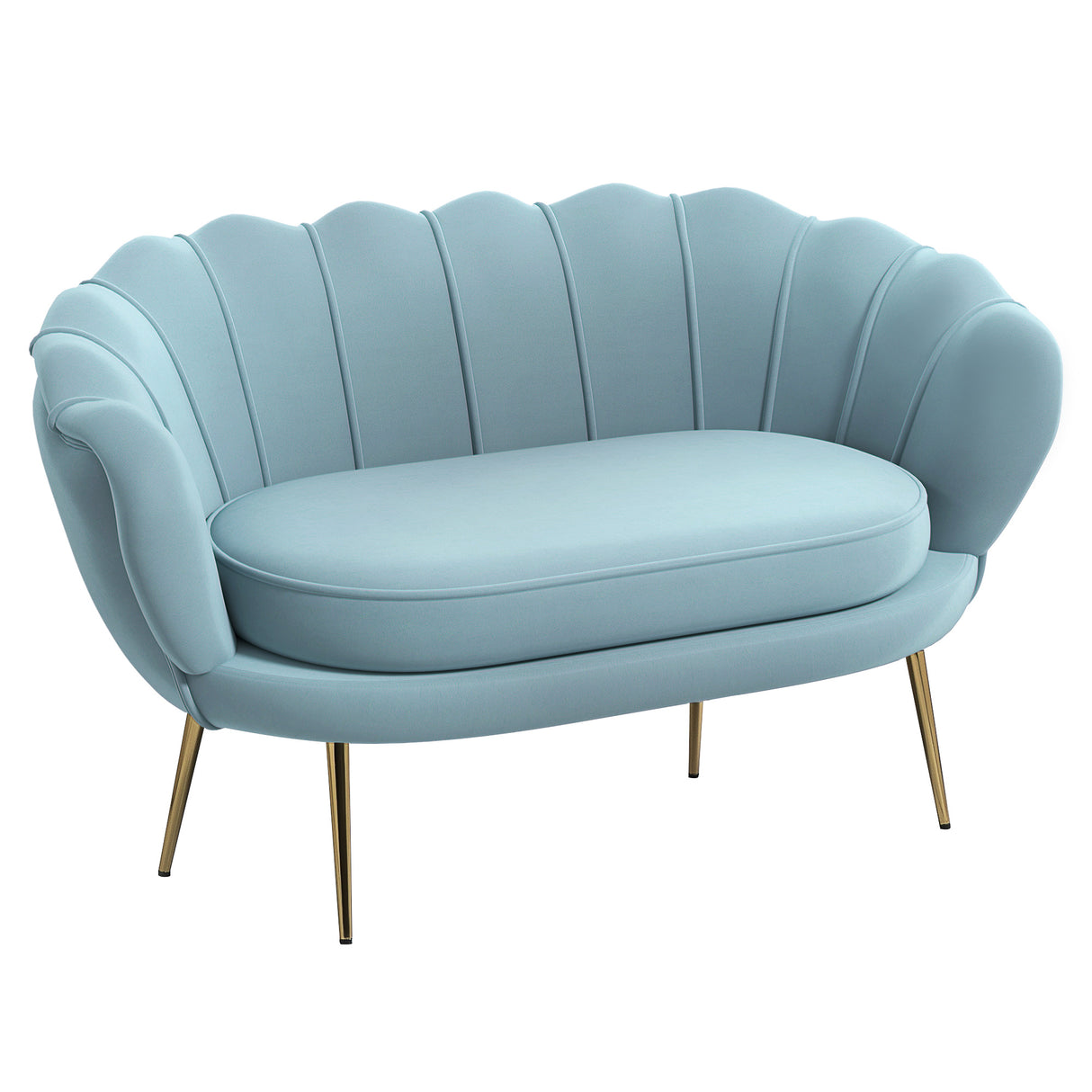 easycomfort easycomfort divanetto 2 posti in stile industrial chic in tessuto effetto velluto e metallo 130x77x77 cm azzurro