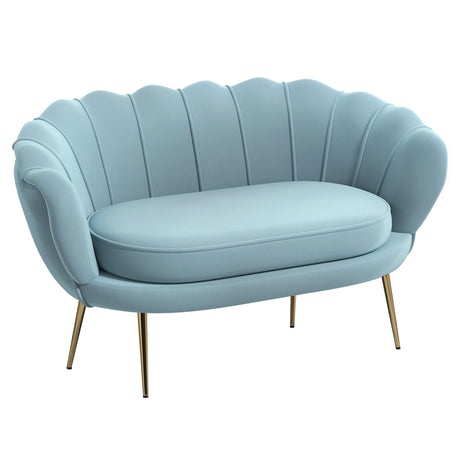 easycomfort easycomfort divanetto 2 posti in stile industrial chic in tessuto effetto velluto e metallo 130x77x77 cm azzurro