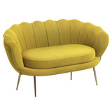 easycomfort easycomfort divanetto 2 posti in stile industrial chic in tessuto effetto velluto e metallo 130x77x77 cm giallo