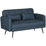 easycomfort easycomfort divano 2 posti con rivestimento in tessuto e 2 cuscini 135x74x82cm blu scuro