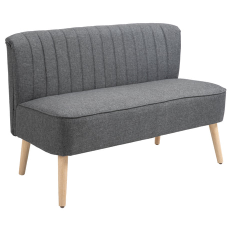 easycomfort easycomfort divano 2 posti moderno in tessuto senza braccioli divanetto da salotto con gambe in legno 117x56 5x77 cm grigio scuro
