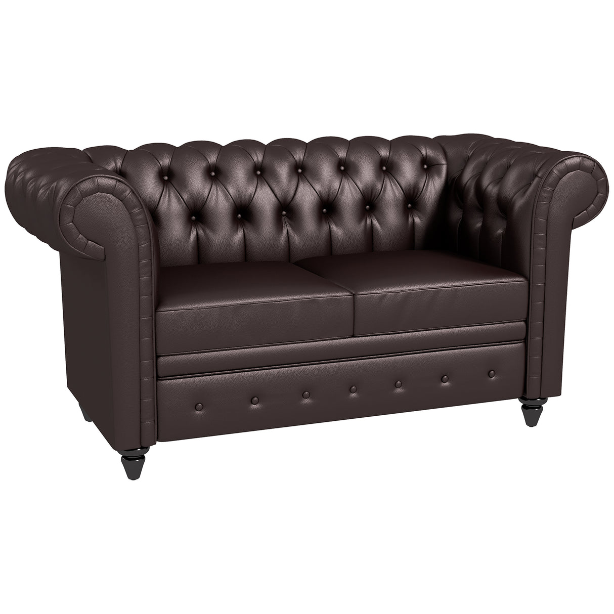 easycomfort easycomfort divano 2 posti stile chesterfield con cuscino rimovibile in ecopelle legno e metallo 160x84x80 cm marrone