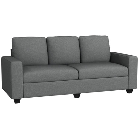 easycomfort easycomfort divano 3 posti in tessuto con cuscini imbottiti e rivestimento effetto lino 237x94x102cm grigio