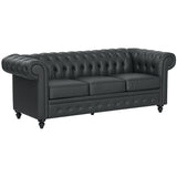 easycomfort easycomfort divano 3 posti stile chesterfield trapuntato con molle insacchettate finta pelle 213x86x79 cm nero