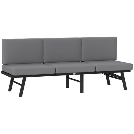 easycomfort easycomfort divano da giardino 3 in 1 reclinabile su 5 posizioni con cuscini 180x63 5x68 cm grigio