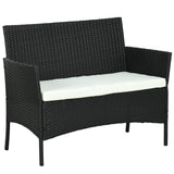 easycomfort easycomfort divano da giardino a 2 posti con cuscino e braccioli in rattan pe e acciaio 100x54x80cm nero