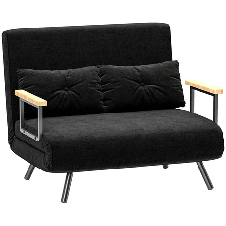 easycomfort easycomfort divano letto 3 in 1 in tessuto effetto velluto con schienale regolabile e 2 cuscini 102x73x81 cm nero
