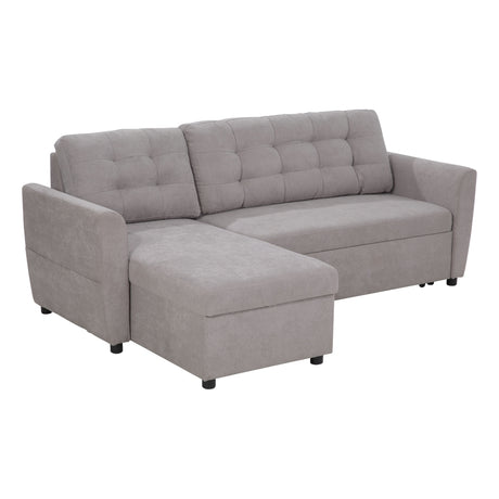 easycomfort easycomfort divano letto 3 posti con chaise longue contenitore in tessuto 217x134x85cm grigio