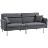 easycomfort easycomfort divano letto 3 posti con meccanismo clic clac schienale reclinabile e 2 cuscini 189x91x84cm grigio