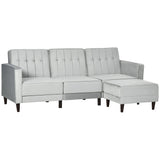 easycomfort easycomfort divano letto 3 posti con poggiapiedi e schienale reclinabile rivestimento velluto e seduta imbottita 218x85x86 cm grigio chiaro