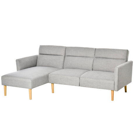 easycomfort easycomfort divano letto 3 posti divano angolare in tessuto grigio con schienale regolabile stile scandinavo 207x146x80cm