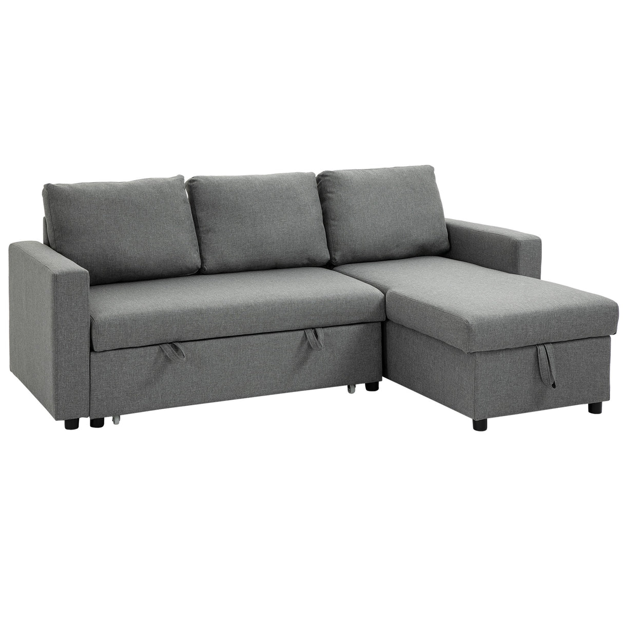easycomfort easycomfort divano letto 3 posti e penisola con contenitore rivestimento tessuto effetto lino 211 5x146x85cm