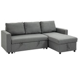easycomfort easycomfort divano letto 3 posti e penisola con contenitore rivestimento tessuto effetto lino 211 5x146x85cm