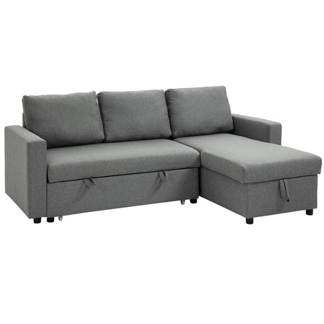 easycomfort easycomfort divano letto 3 posti e penisola con contenitore rivestimento tessuto effetto lino 211 5x146x85cm