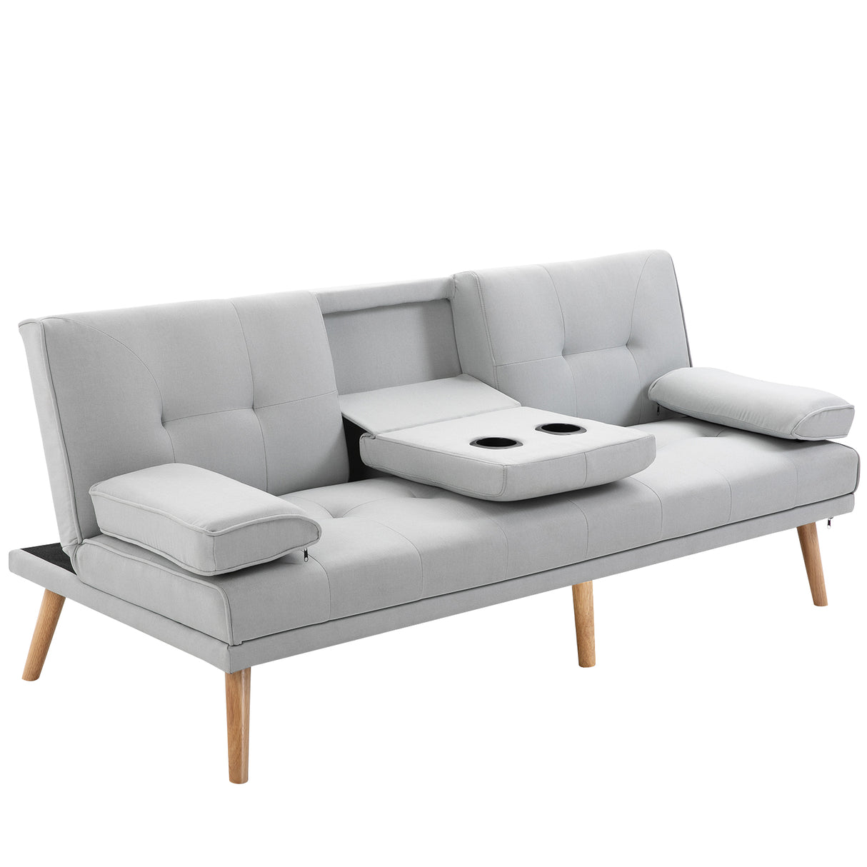 easycomfort easycomfort divano letto 3 posti stile scandinavo reclinabile con tavolino a ribalta 181x77x88 cm grigio ean 8054144132129