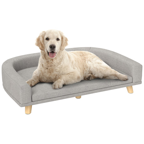easycomfort easycomfort divano per cani di taglia grande con cuscino sfoderabile in poliestere e legno 98x67x25 cm grigio