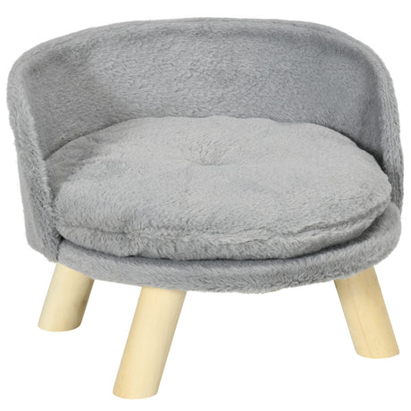 easycomfort easycomfort divano per gatti e cani rotondo in peluche e legno con cuscino extra 40 5x33 cm grigio