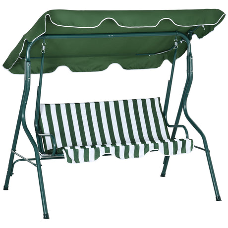 easycomfort easycomfort dondolo 3 posti con tettuccio regolabile e cuscini in acciaio e poliestere 170x110x153 cm verde e bianco