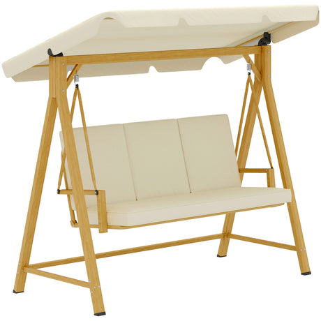 easycomfort easycomfort dondolo da giardino 3 posti con tettuccio regolabile e cuscini 195x120x170 cm beige