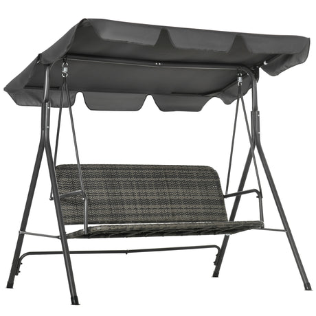 easycomfort easycomfort dondolo da giardino 3 posti con tettuccio regolabile in rattan pe 167x112x153cm grigio scuro