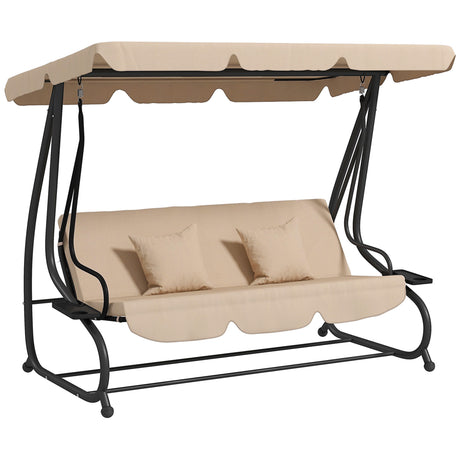 easycomfort easycomfort dondolo letto da giardino 3 posti con tetto regolabile e vassoio 200x120x164 cm marrone chiaro