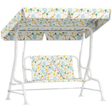 easycomfort easycomfort dondolo per bambini da esterno a 2 posti con tettuccio regolabile e cinture di sicurezza 112x75x120 cm bianco
