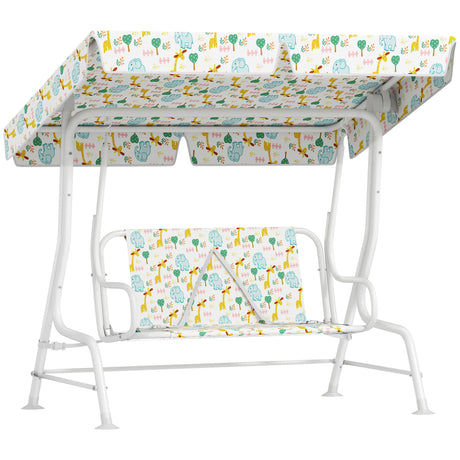 easycomfort easycomfort dondolo per bambini da esterno a 2 posti con tettuccio regolabile e cinture di sicurezza 112x75x120 cm bianco
